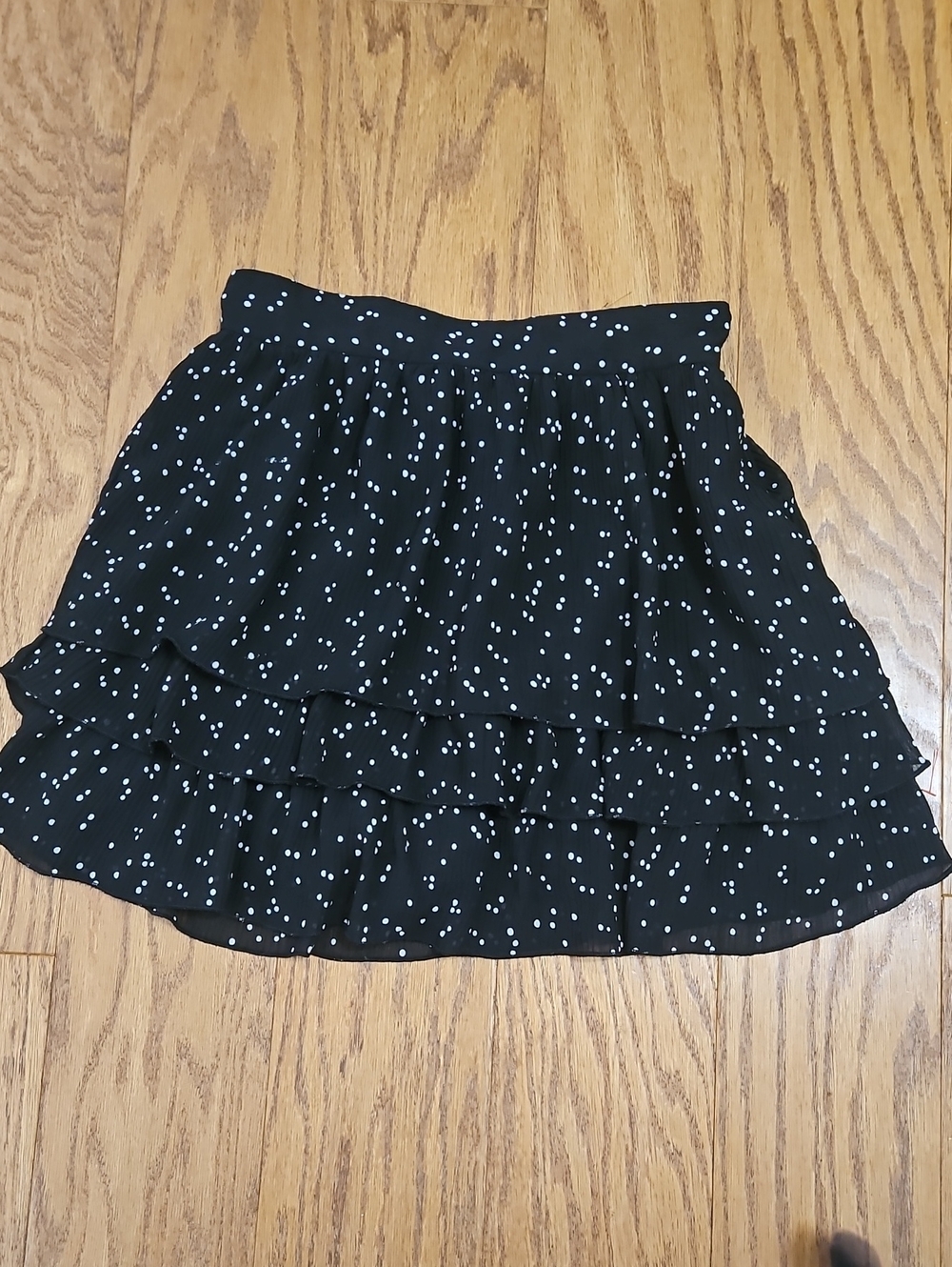 ZARA Black & White Polka Dot Tiered Ruffle Mini Skirt - Size XS